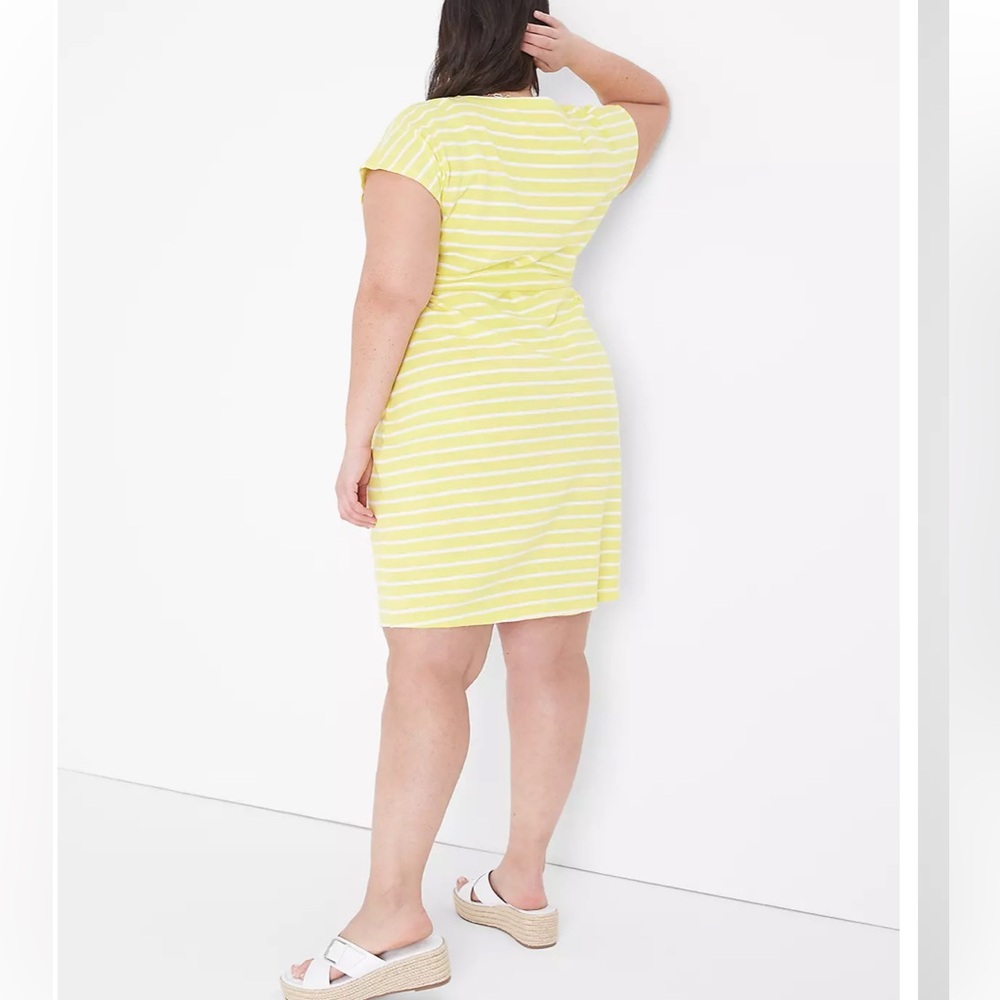 Lane Bryant Yellow and White Striped Top - Picture 2 of 8